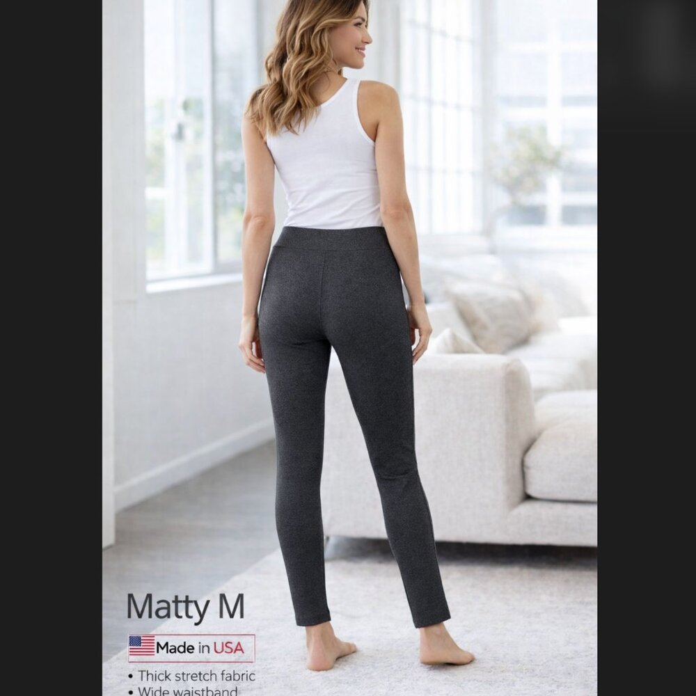 Matty M Legging Medium The Matty Charcoal Gray Pull On Mid Rise Athletic USA NWT - Picture 5 of 11